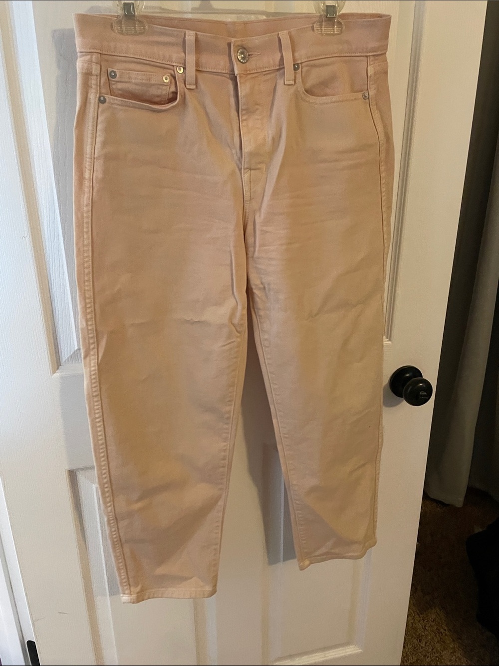AYR High-Rise Cropped Jeans — Pale Pink